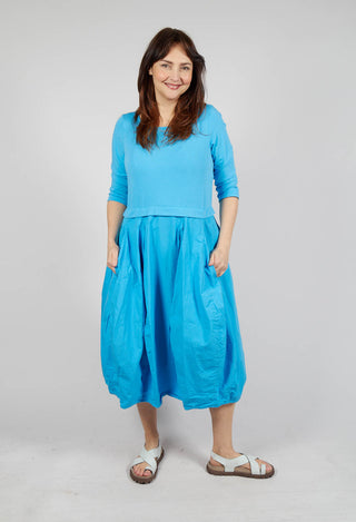 Dual Fabric Tulip Hem Dress in Malibu