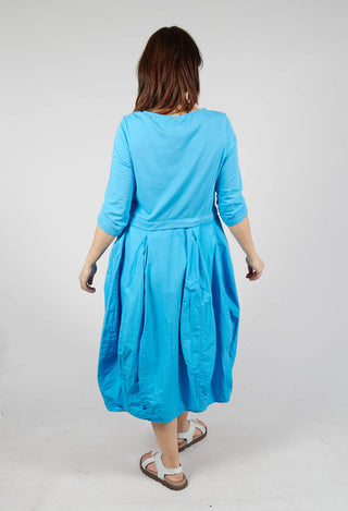 Dual Fabric Tulip Hem Dress in Malibu
