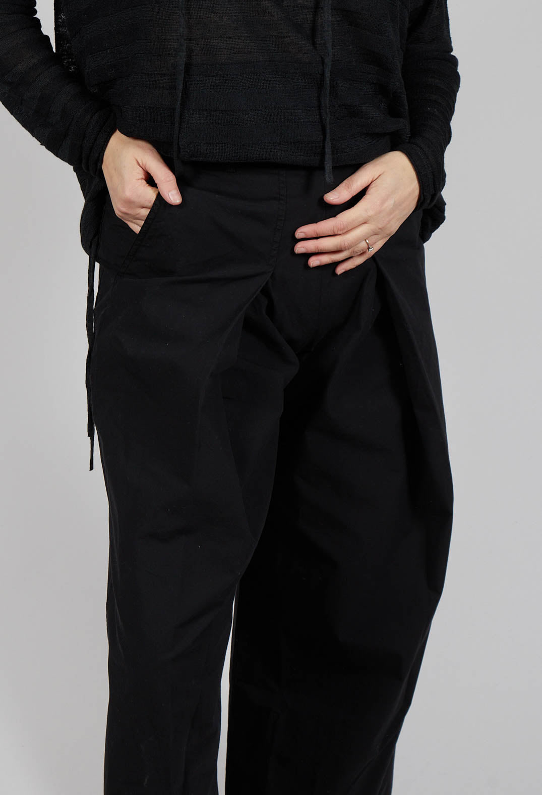 Trousers with Oversized Pleats in Black