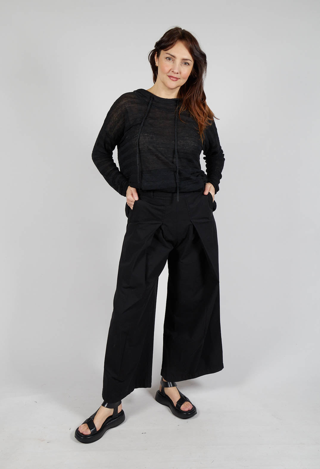 Trousers with Oversized Pleats in Black