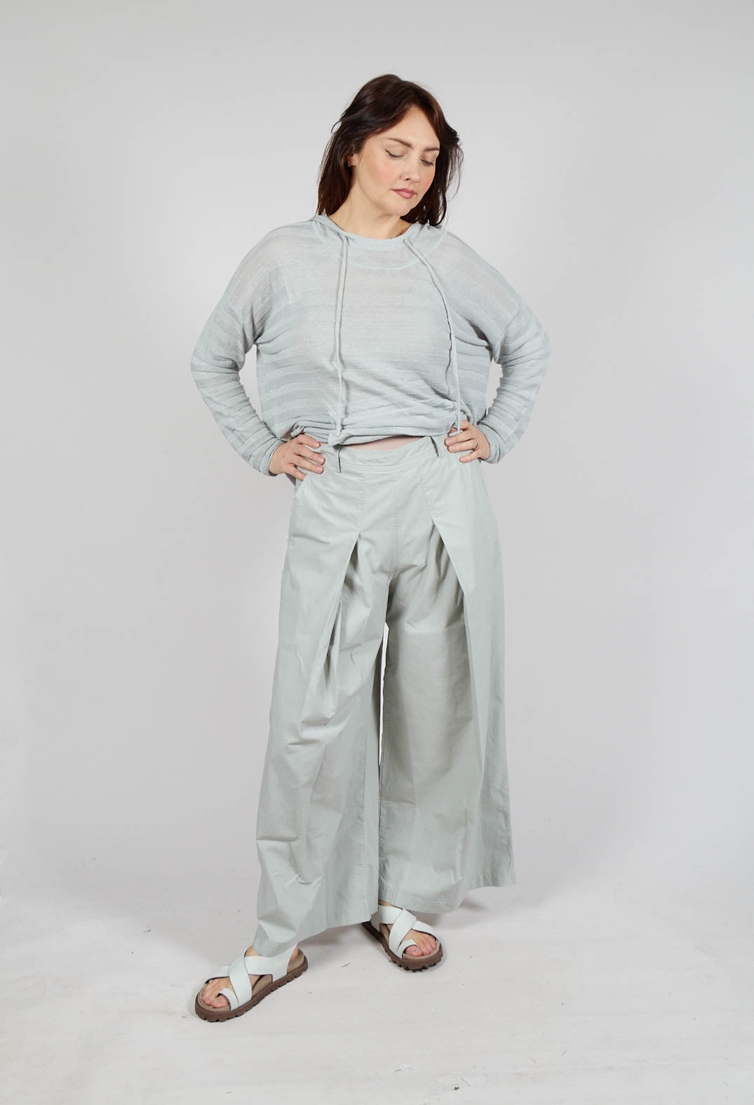 Trousers with Oversized Pleats in Grey