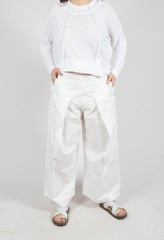 Trousers with Oversized Pleats in Offwhite