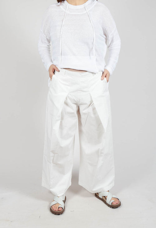 Trousers with Oversized Pleats in Offwhite