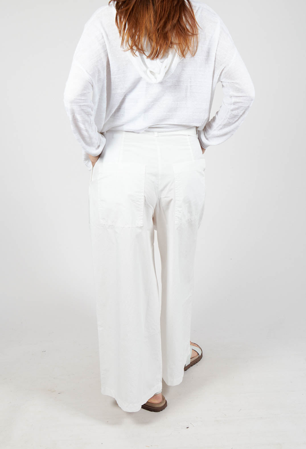 Trousers with Oversized Pleats in Offwhite
