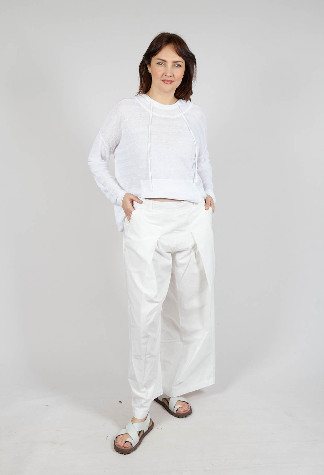 Trousers with Oversized Pleats in Offwhite