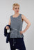 Vest Top with Drawstring Hem in Navy Print