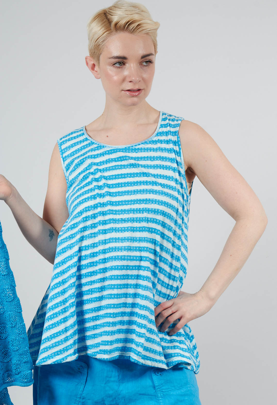 Vest Top with Drawstring Hem in Malibu Print