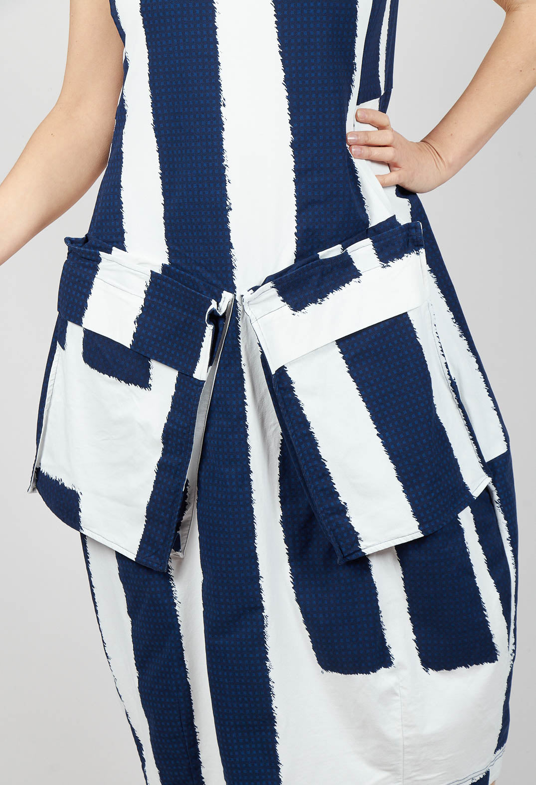 Tulip Dress with Feature Pockets in Navy Print