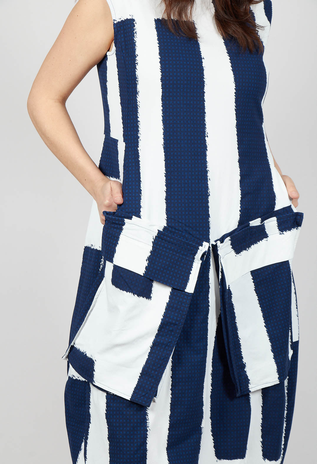Tulip Dress with Feature Pockets in Navy Print