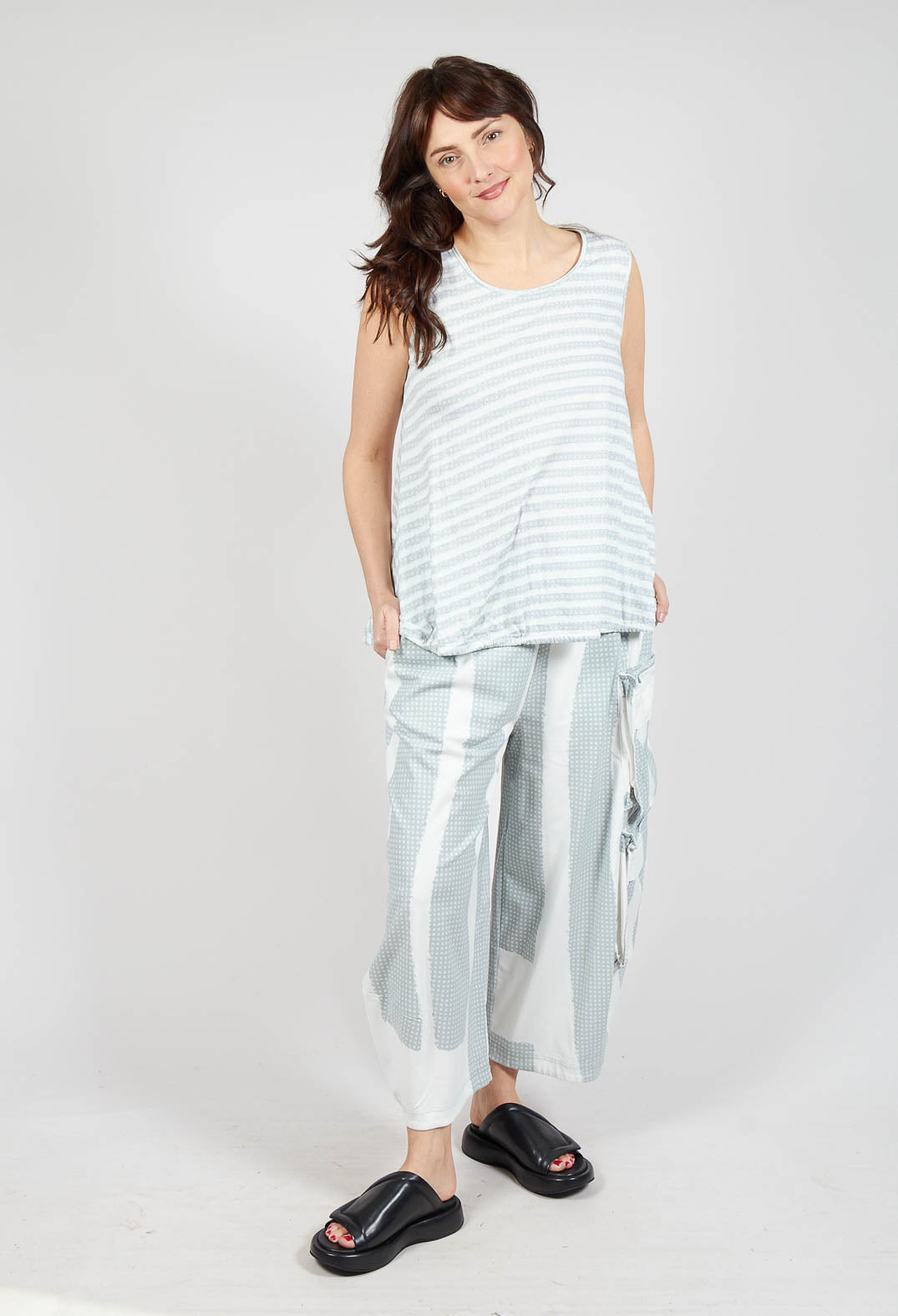 Balloon Trousers with Feature Pockets in Grey Print
