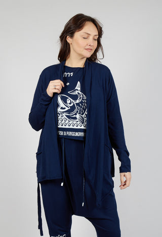 Lightweight Cardigan in Navy Offwhite