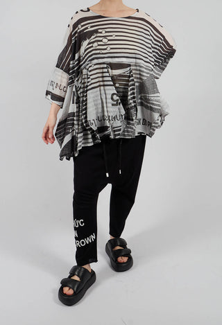 Lightweight Knitted Trousers in Black Offwhite