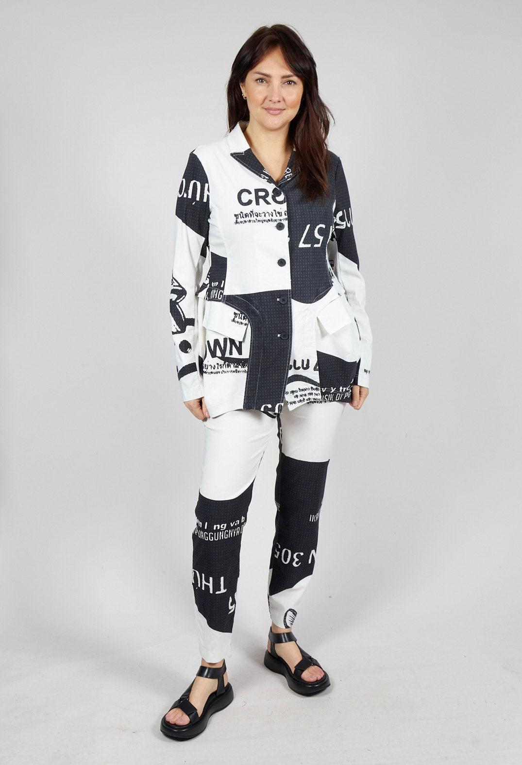 Pull On Skinny Fit Trousers in Black Print