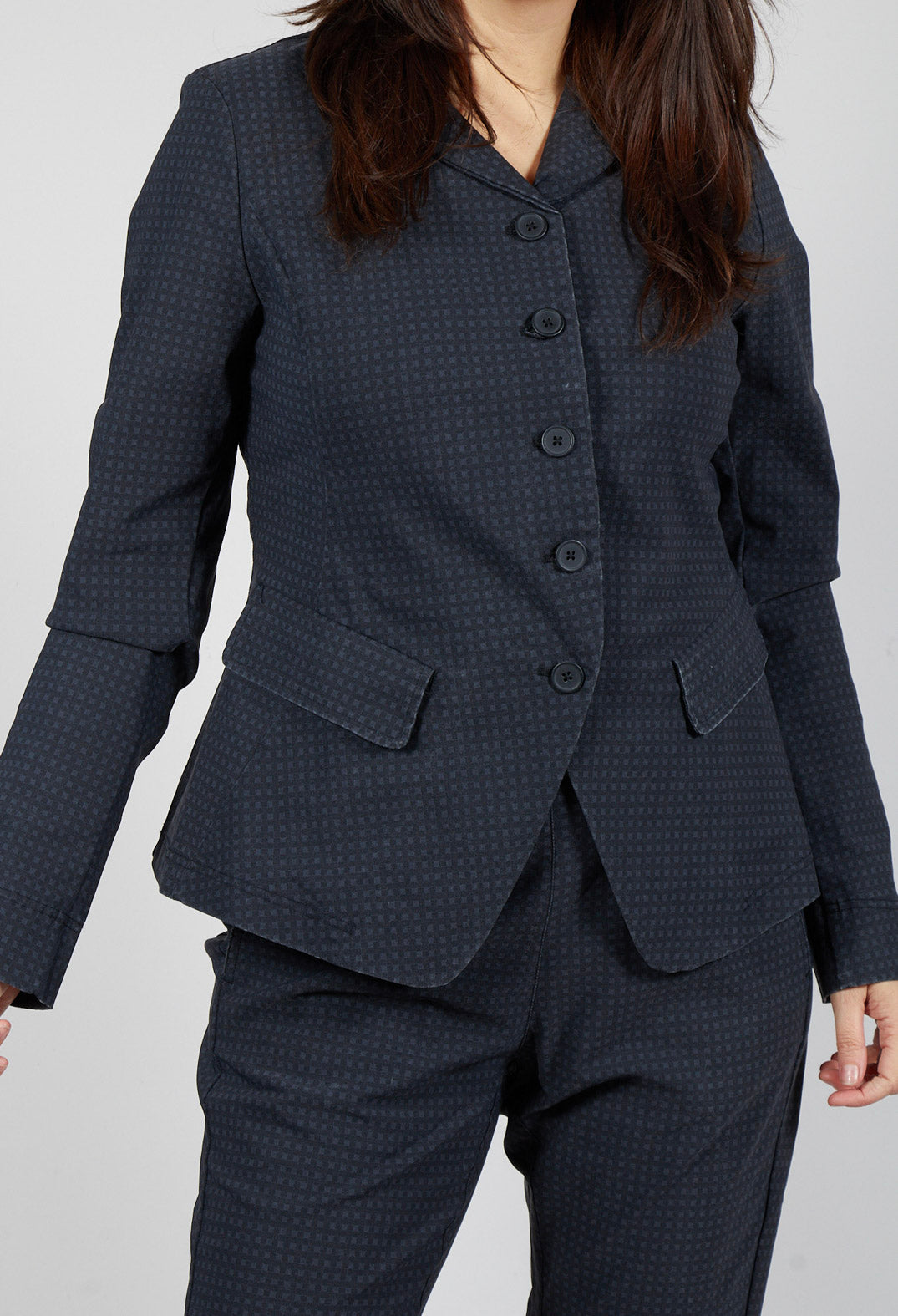 Fitted Jacket in Black Check