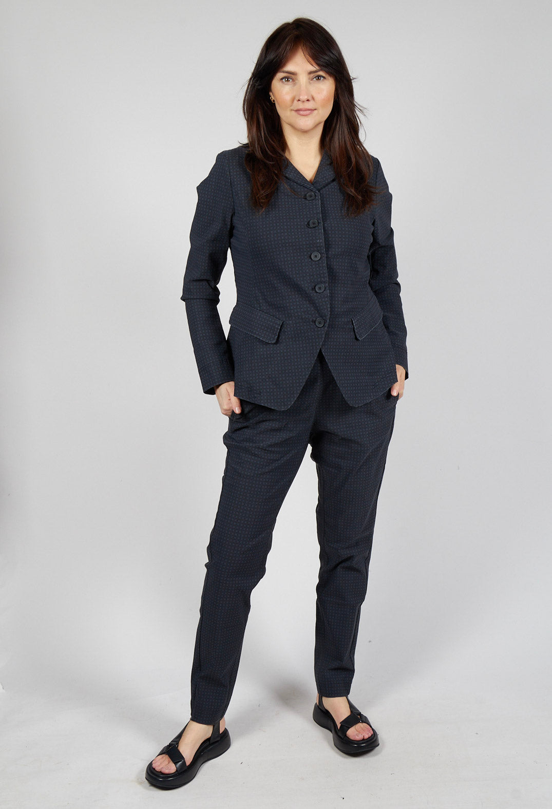 Fitted Jacket in Black Check