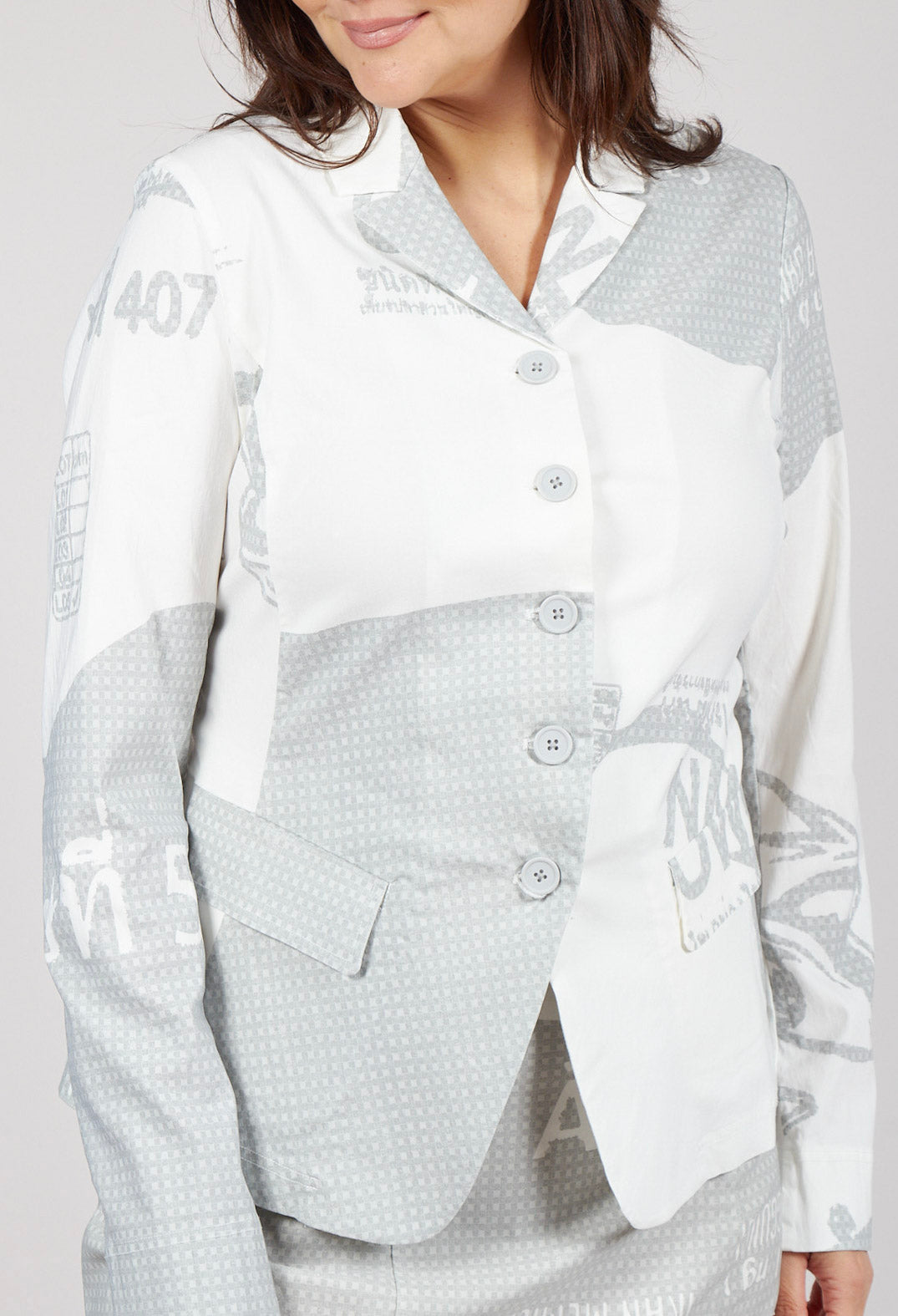 Fitted Jacket in Grey Print