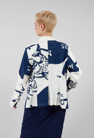 Fitted Jacket in Navy Print
