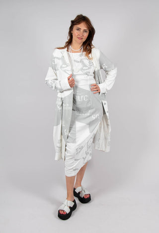 Tulip Hem Coat in Grey Print