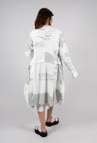 Tulip Hem Coat in Grey Print
