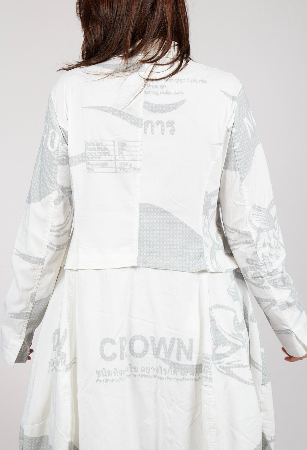 Tulip Hem Coat in Grey Print
