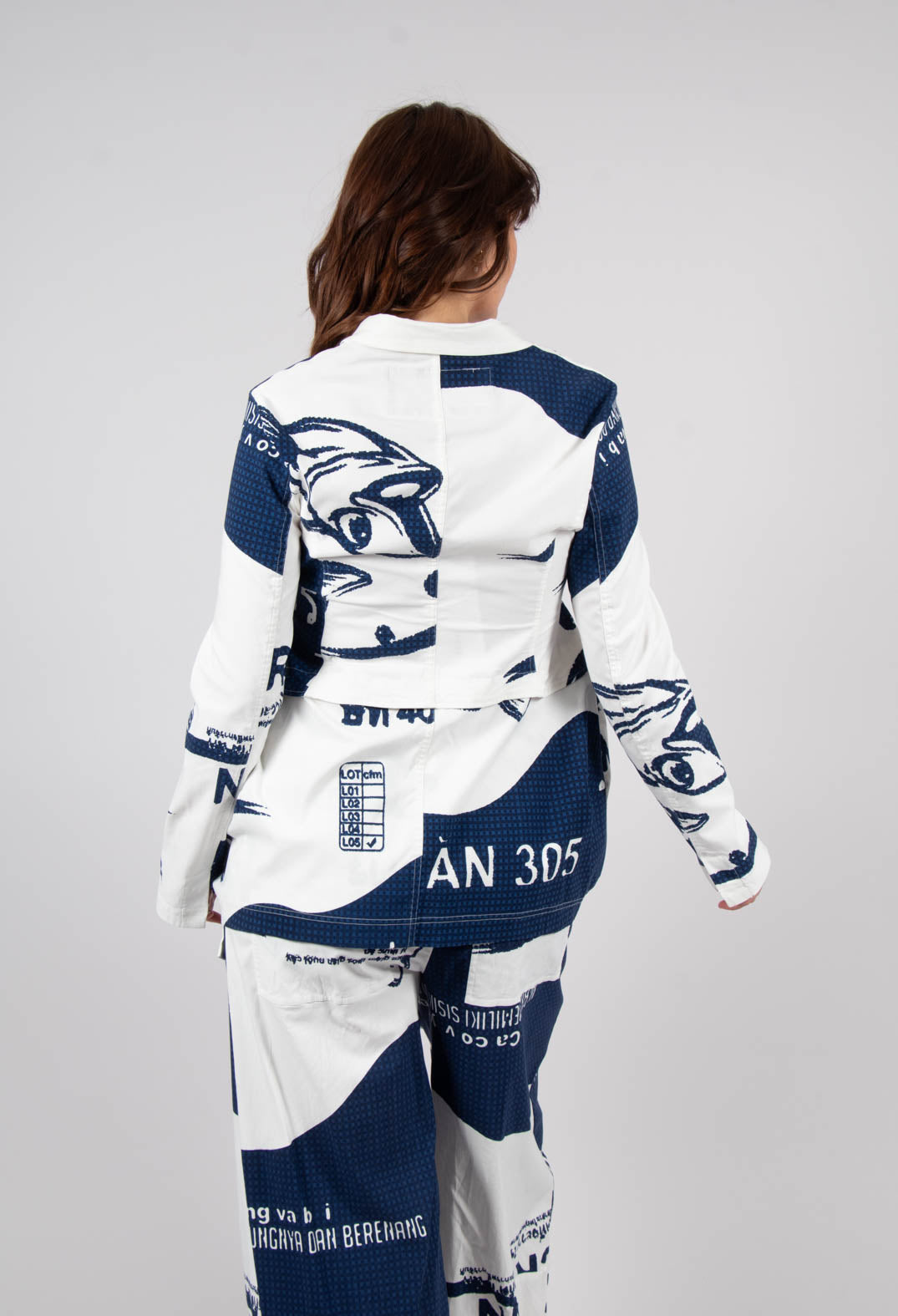 Tulip Hem Jacket in Navy Print