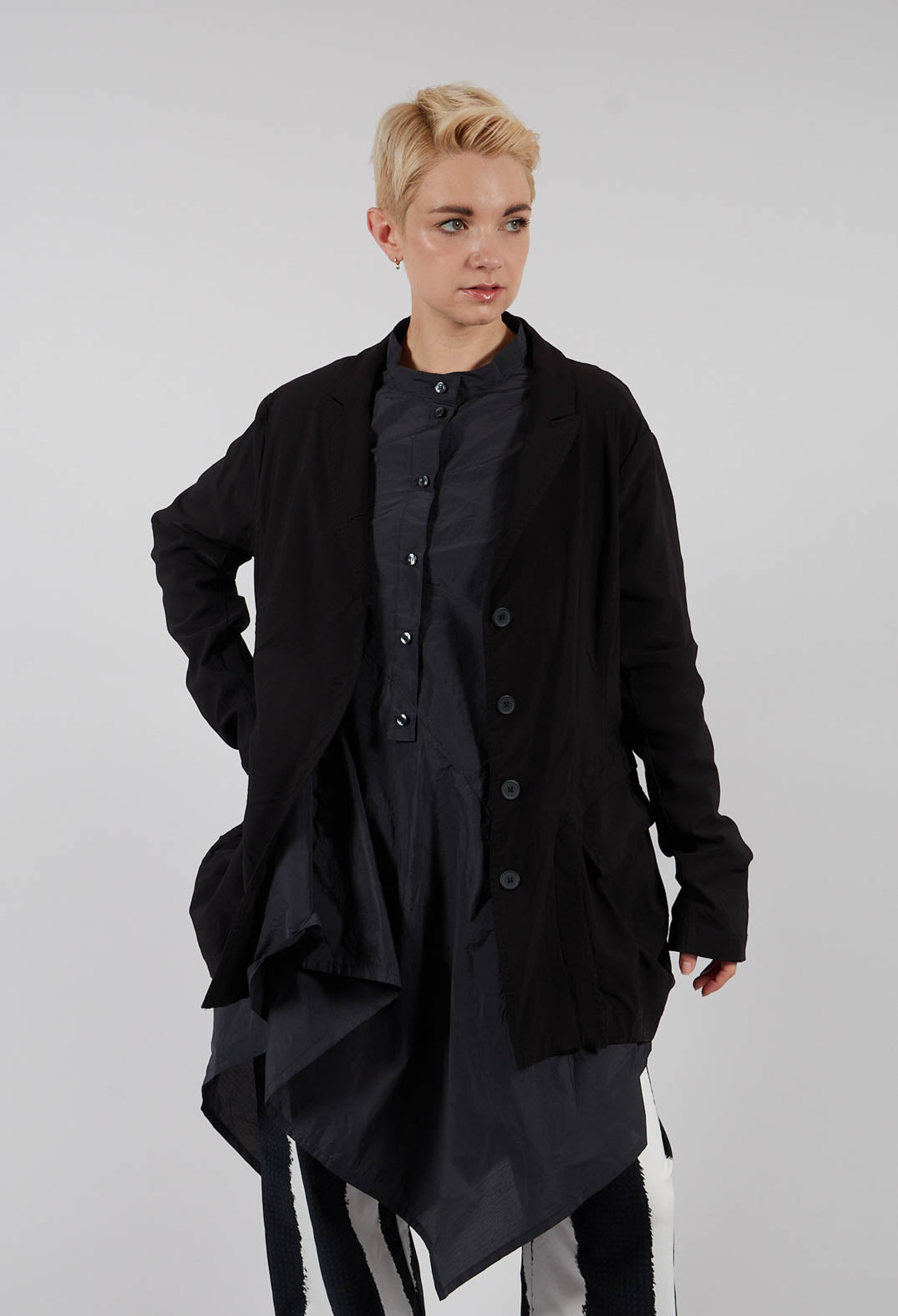 Tulip Hem Jacket in Black