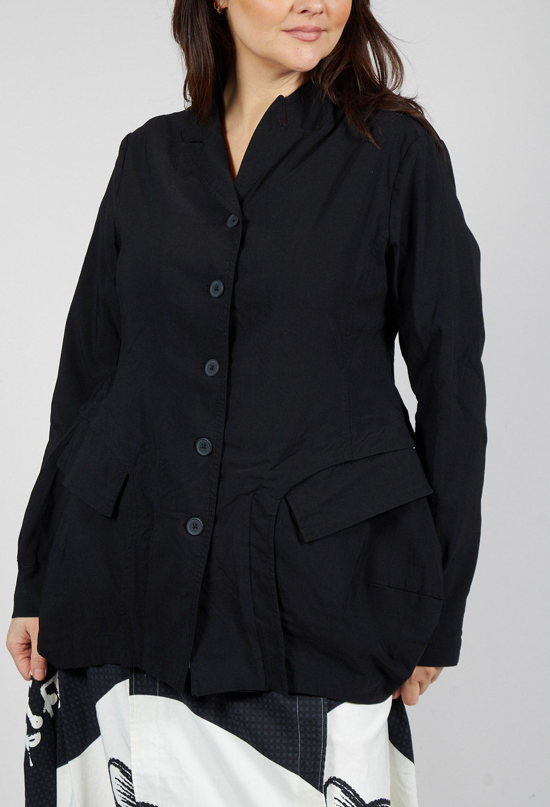 Tulip Hem Jacket in Black