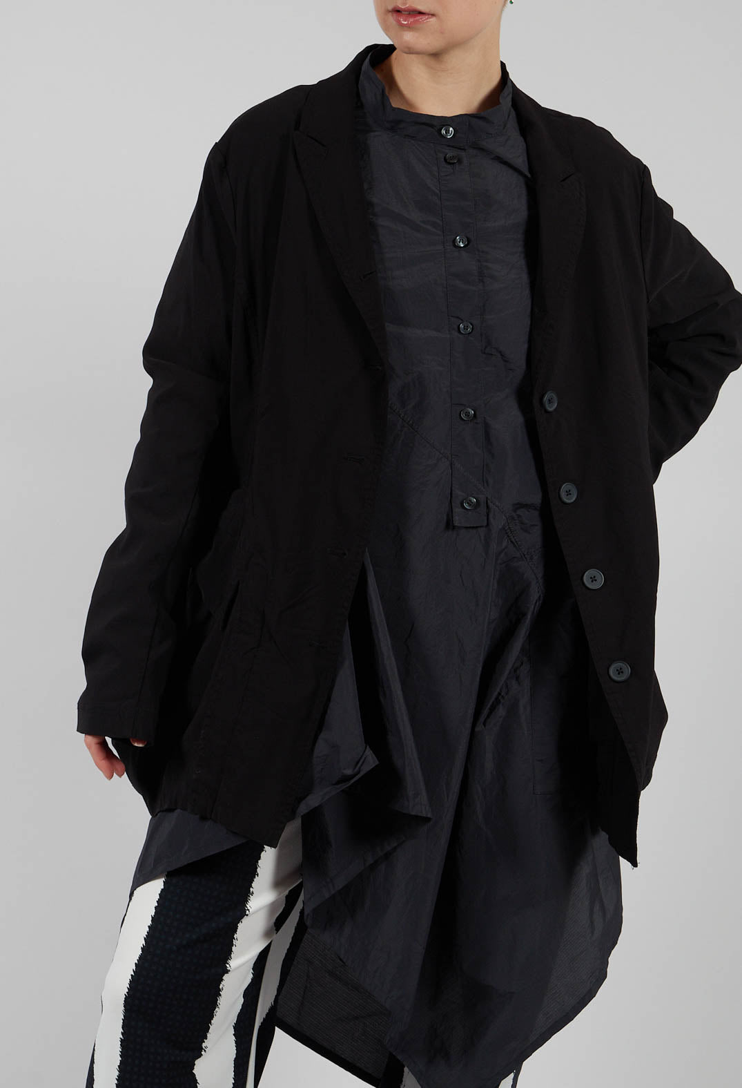 Tulip Hem Jacket in Black