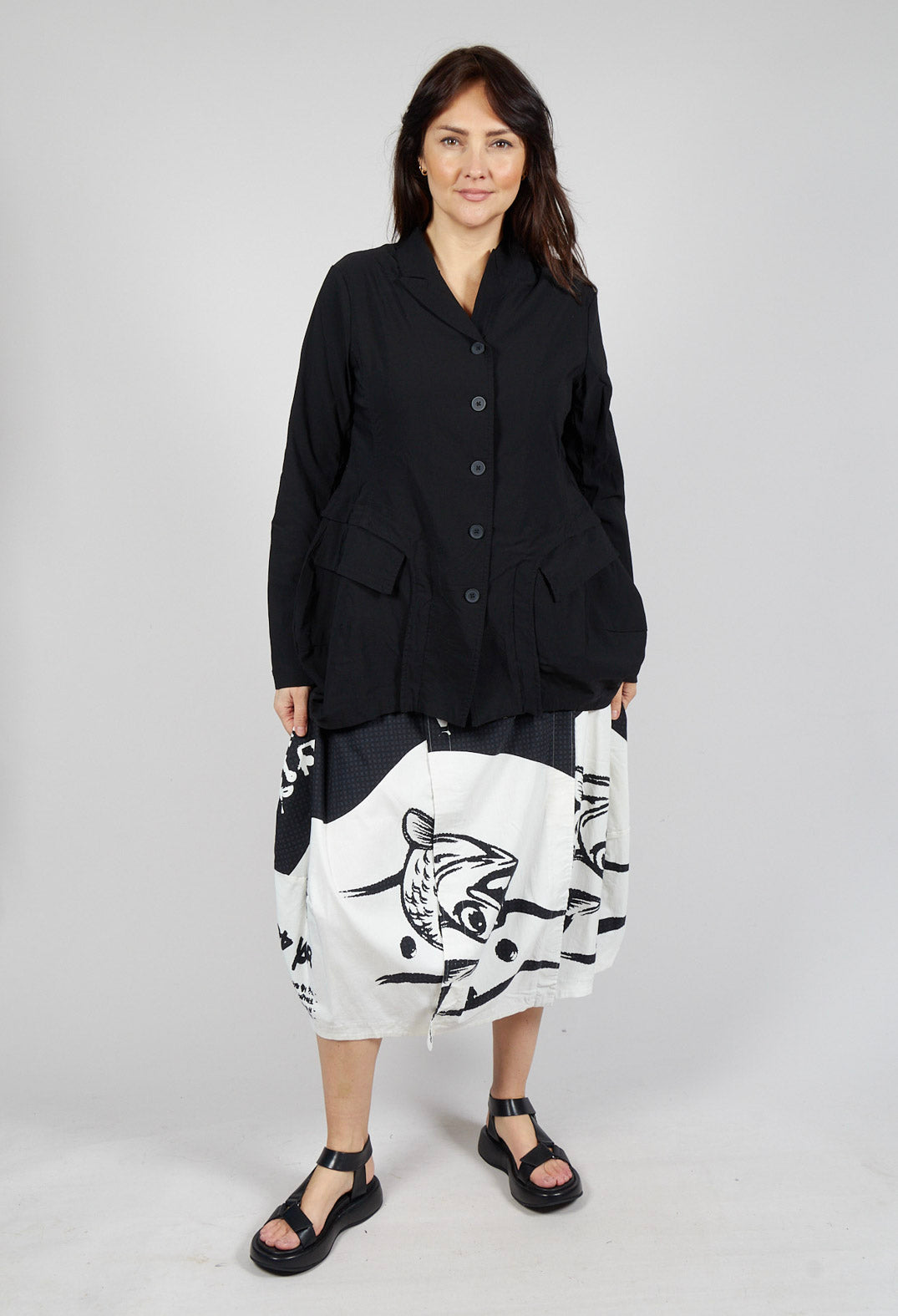 Tulip Hem Jacket in Black