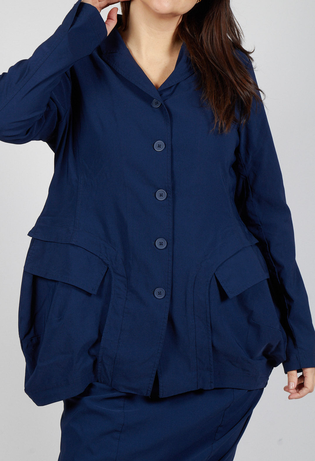 Tulip Hem Jacket in Navy