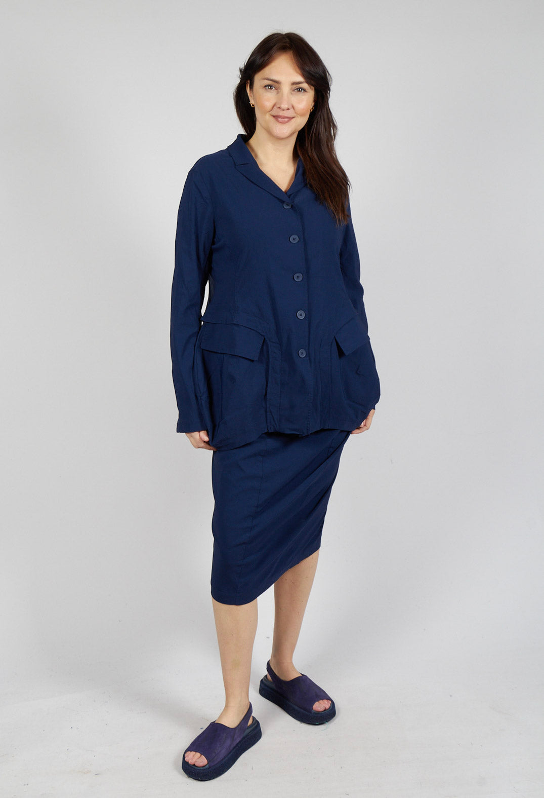 Tulip Hem Jacket in Navy