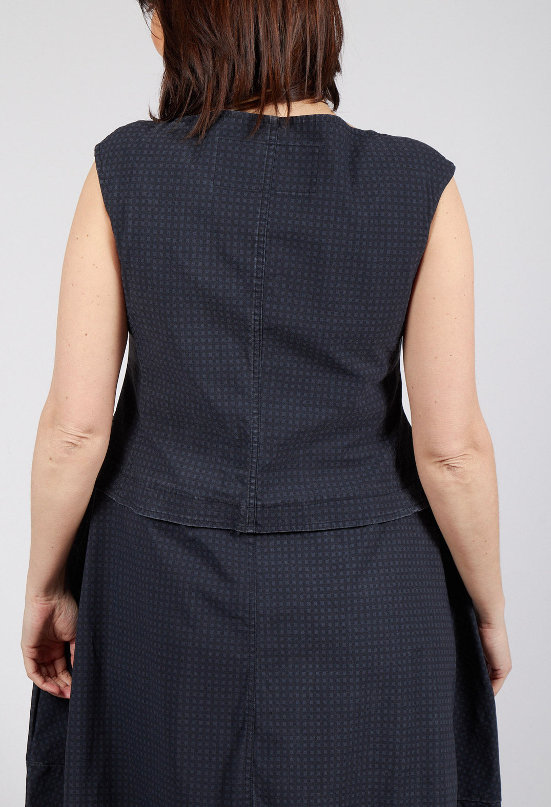 Tulip Dress with Front Panel in Black Check