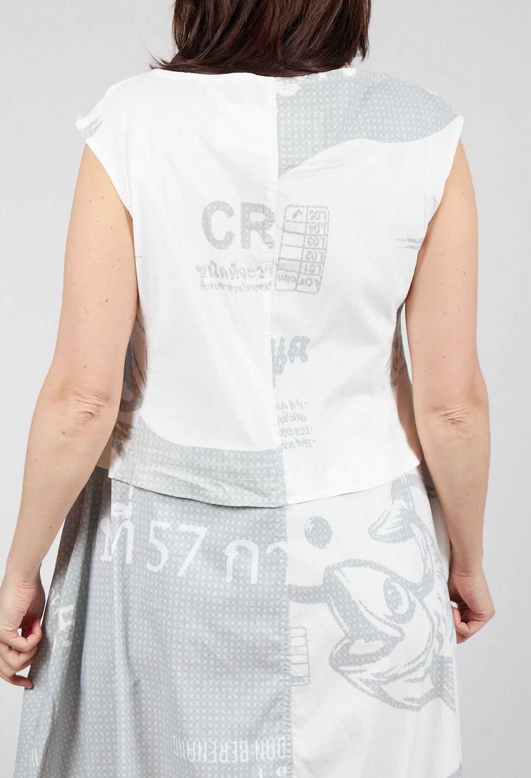 Tulip Dress with Front Panel in Grey Print