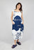 Tulip Dress with Front Panel in Navy Print