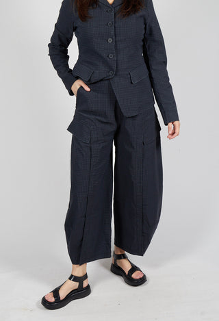 Tulip Trousers with Front Panels in Black Check