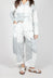 Tulip Trousers with Front Panels in Grey Print