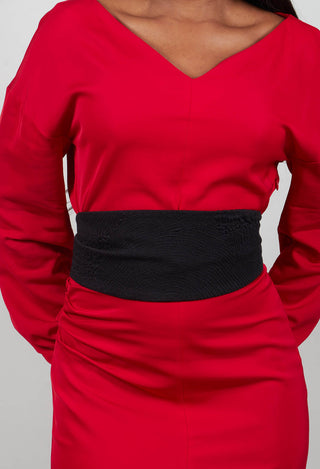 Lacerta Textured Tie Belt in Nero