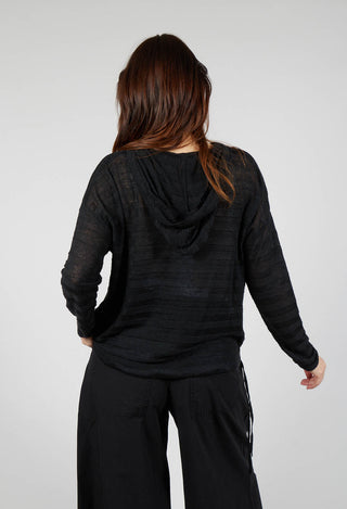 Lightweight Hooded Pullover in Black