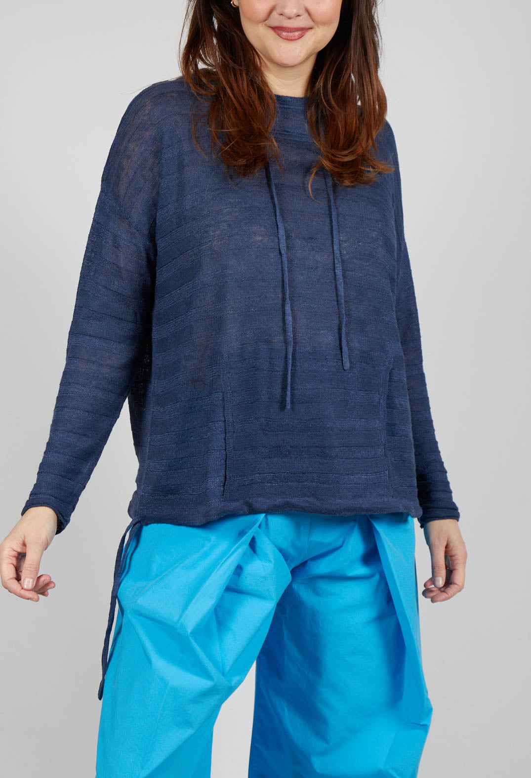 Lightweight Hooded Pullover in Navy