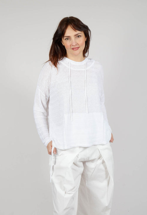 Lightweight Hooded Pullover in Offwhite