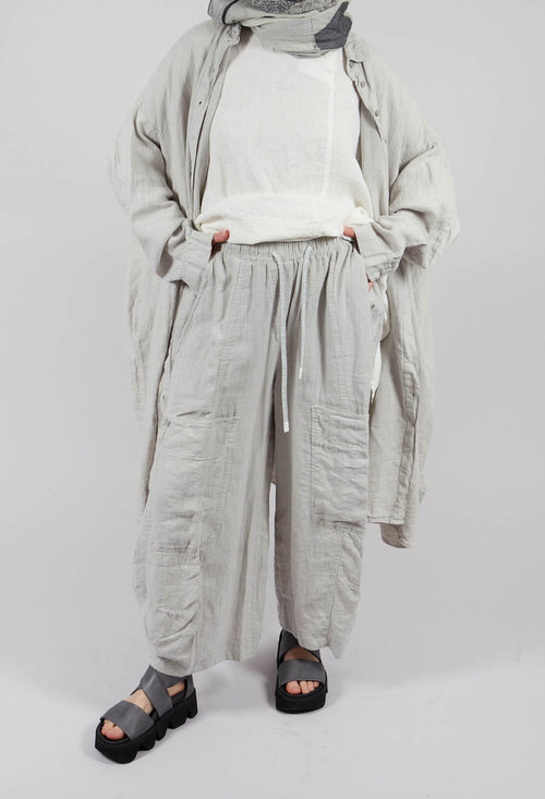 Cargo Linen Trousers in Grey