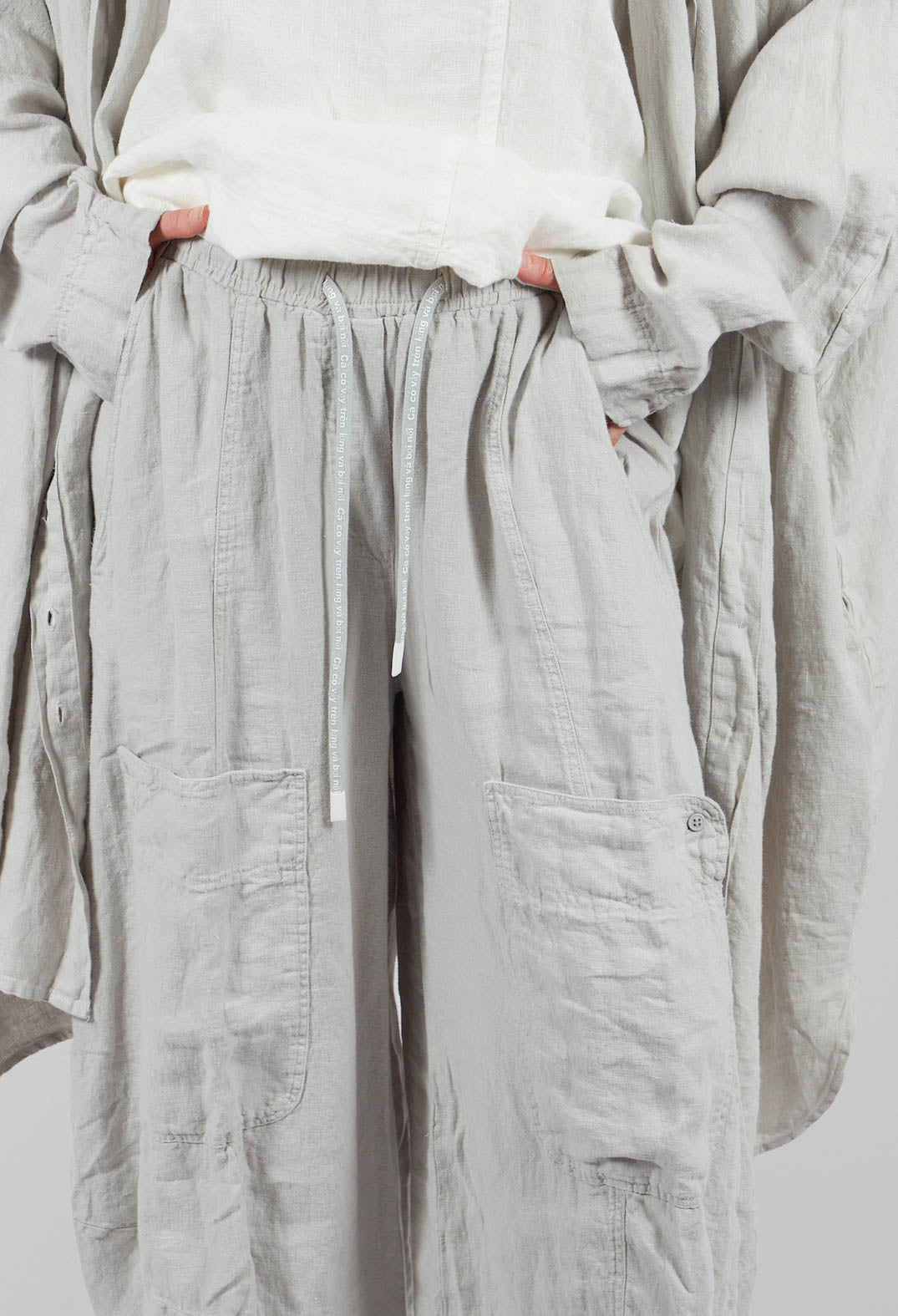 Cargo Linen Trousers in Grey