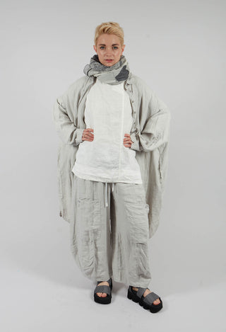 Oversized Linen Shirt Dress in Grey