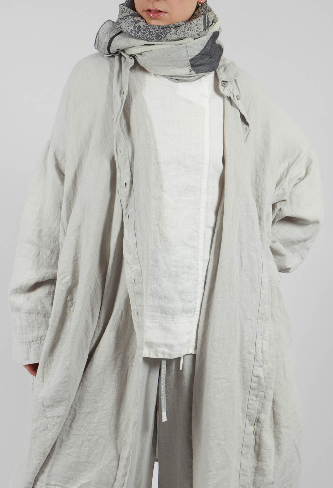 Oversized Linen Shirt Dress in Grey
