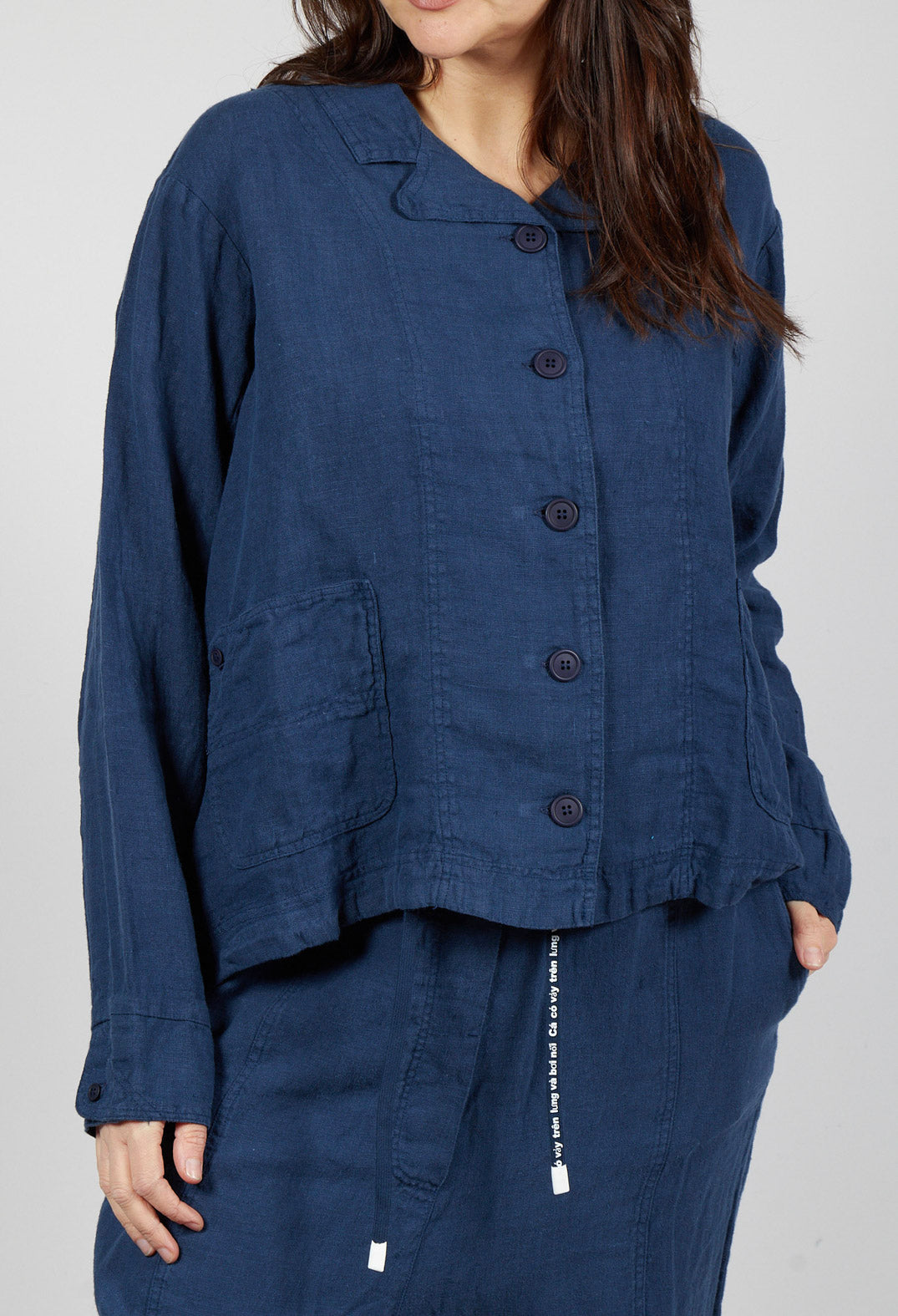 Relaxed Linen Jacket in Navy