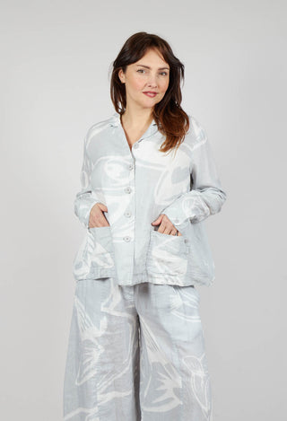 Boxy Linen Jacket in Grey Print