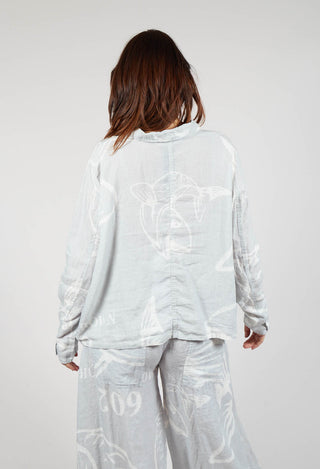 Boxy Linen Jacket in Grey Print