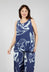 Linen Vest Top in Navy Print