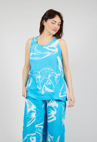 Linen Vest Top in Malibu Print