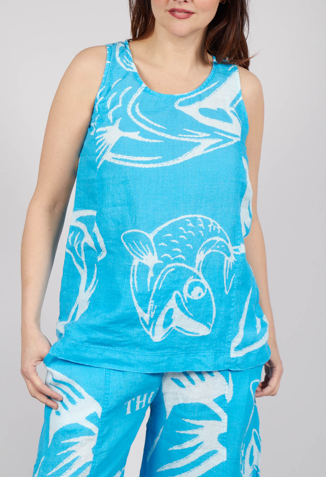 Linen Vest Top in Malibu Print